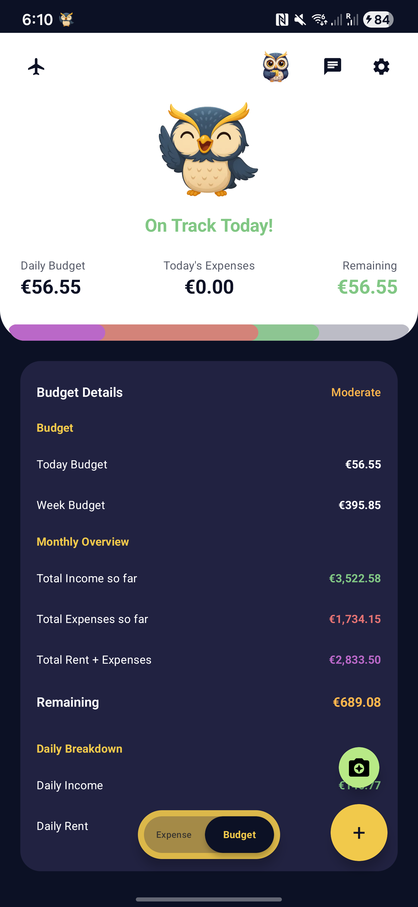 Budget moderate alert